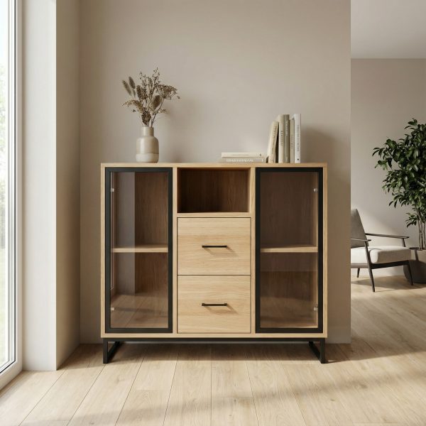 Komoda dębowa loft VIDRIO